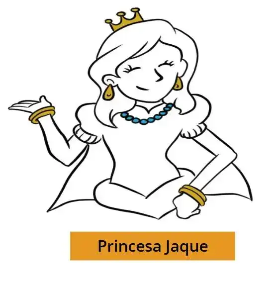 Ilustração da Princesa Jaque, personagem metafórica que representa o hábito de adicionar funcionalidades desnecessárias com o pensamento “já que vamos fazer X, vamos aproveitar e incluir Y e Z também”, gerando complexidade e desperdício em projetos.
