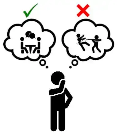 Um pessoa pensando sobre o feedback. Está OK quando eu leio o cenário e vejo um ambiente propício para o diálogo. Não deve ser feito se eu percebo que darei um tiro na pessoa e acabarei com tudo.