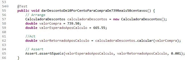 Compra no valor de 739,50