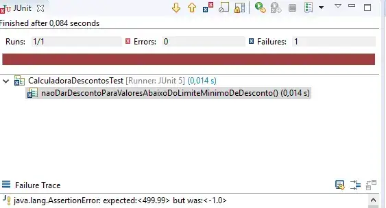 Erro de Assert valor esperado diferente do valor recebido
