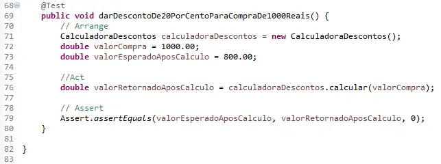 Teste do terceiro critério de aceitação
