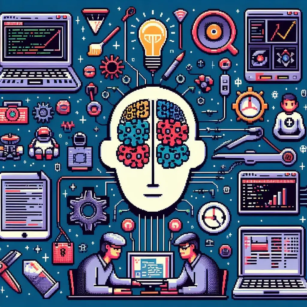 Imagem no estilo de 8Bits com conceitos de DevOps