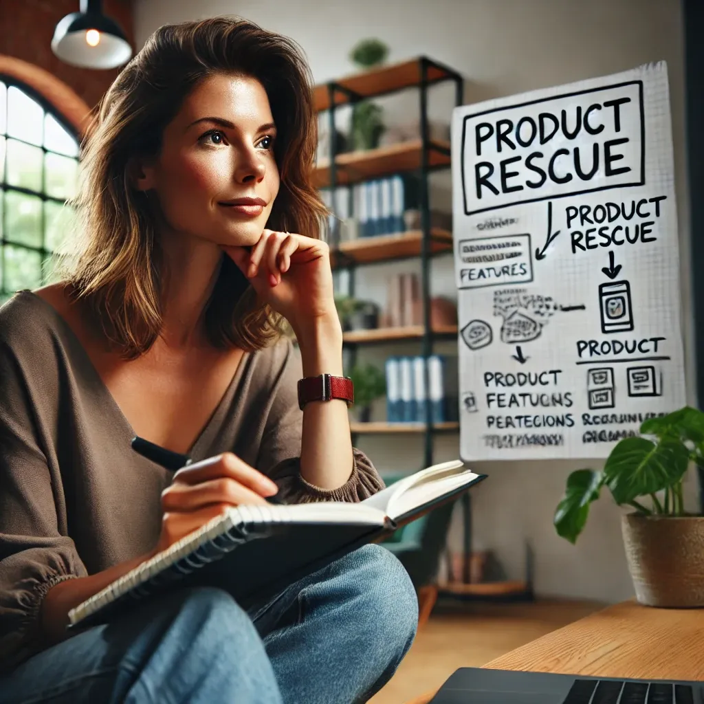 Uma mulher fazendo anotações sobre o Product Discovery