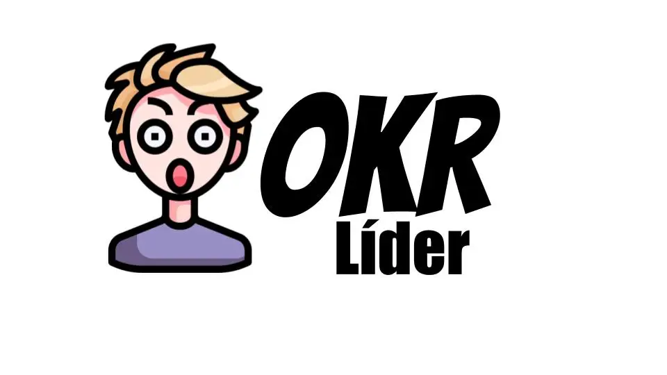 Um homem assustado e ao lado a palavra OKR Leader